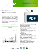 Ficha Tecnica - Roteador Wireless N 150 Mbps WRN 240