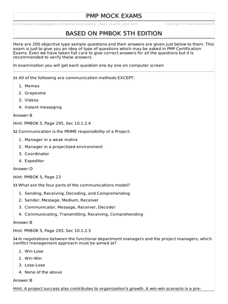15.pmp Mock Exams Set2 PDF | PDF | Project Management | Procurement