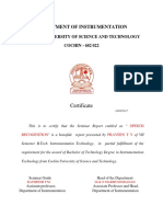 Department of Instrumentation: Certificate