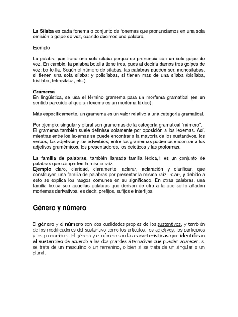 Que Es Un Gramema Y Ejemplos Colección de Ejemplo