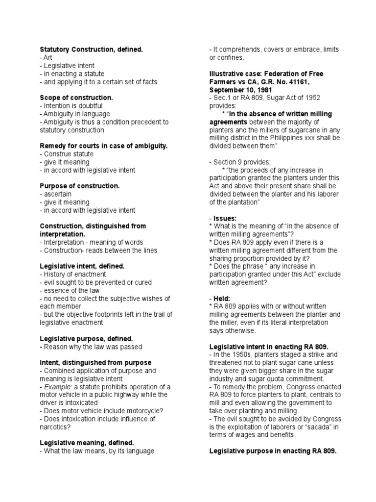 Statutory Construction and Legislative Intent | PDF | Statutory ...