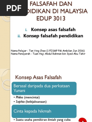 Konsep Asas Falsafah Dan Falsafah Pendidikan Pdf