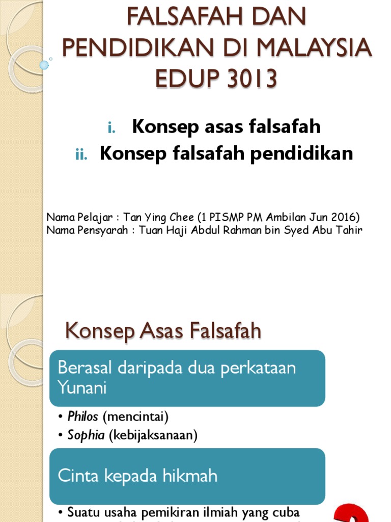 Konsep Asas Falsafah Dan Falsafah Pendidikan Pdf