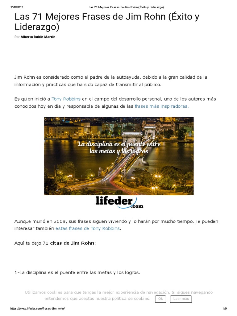 Las 71 Mejores Frases de Jim Rohn (Éxito y Liderazgo) | PDF | Cookie ...