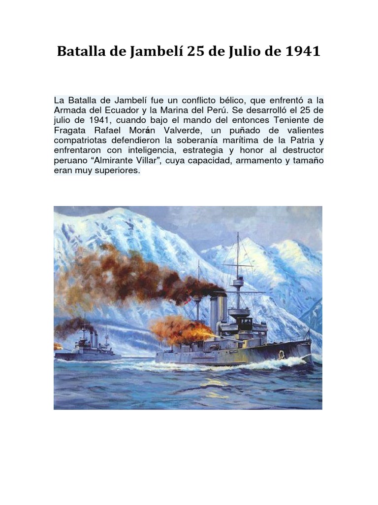 Batalla de Jambelí 25 de Julio de 1941  América del Sur 
