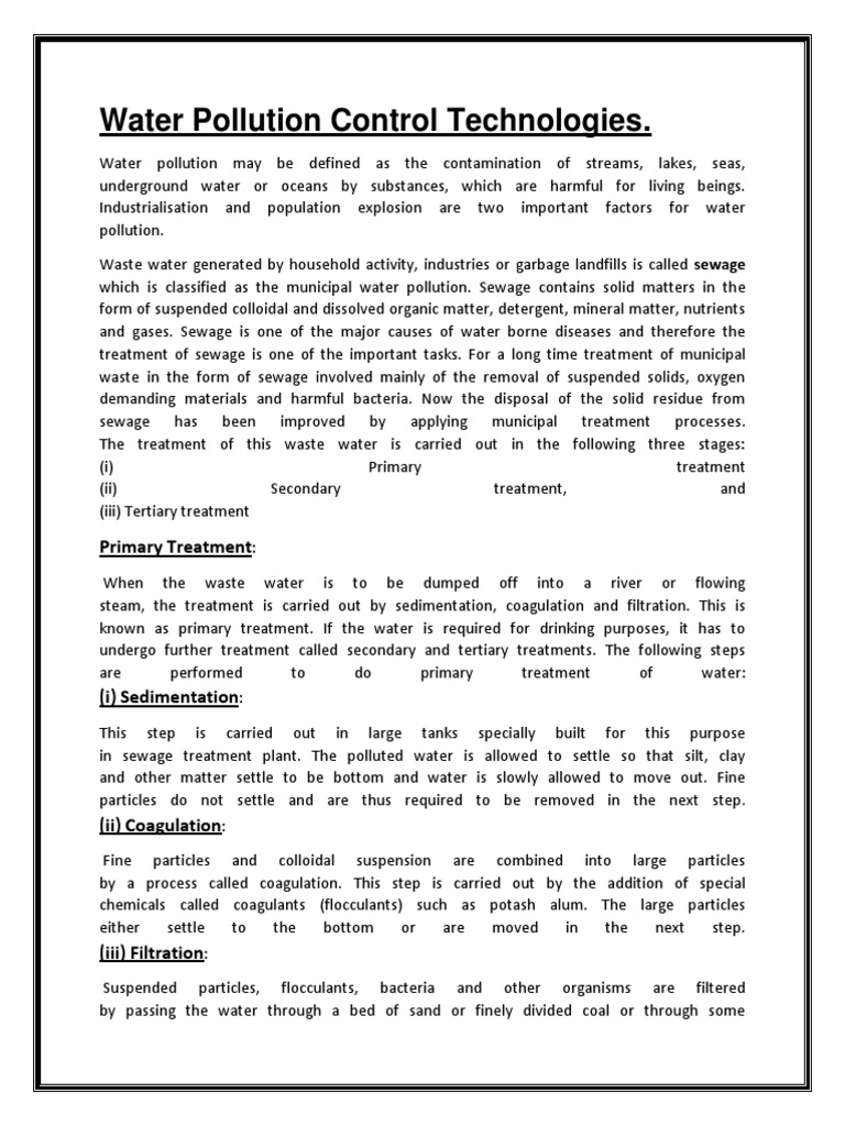 Water Pollution Control Techniques | PDF | Sewage Treatment | Water ...