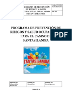 Programa de Prevención de Riesgos y Salud Ocupacional Para El Casino de Fantasilandia