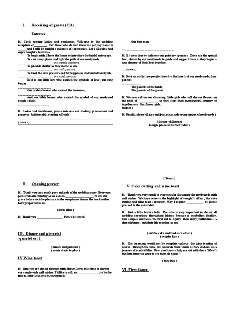 Traditional Wedding Script Pdf Wedding Bride