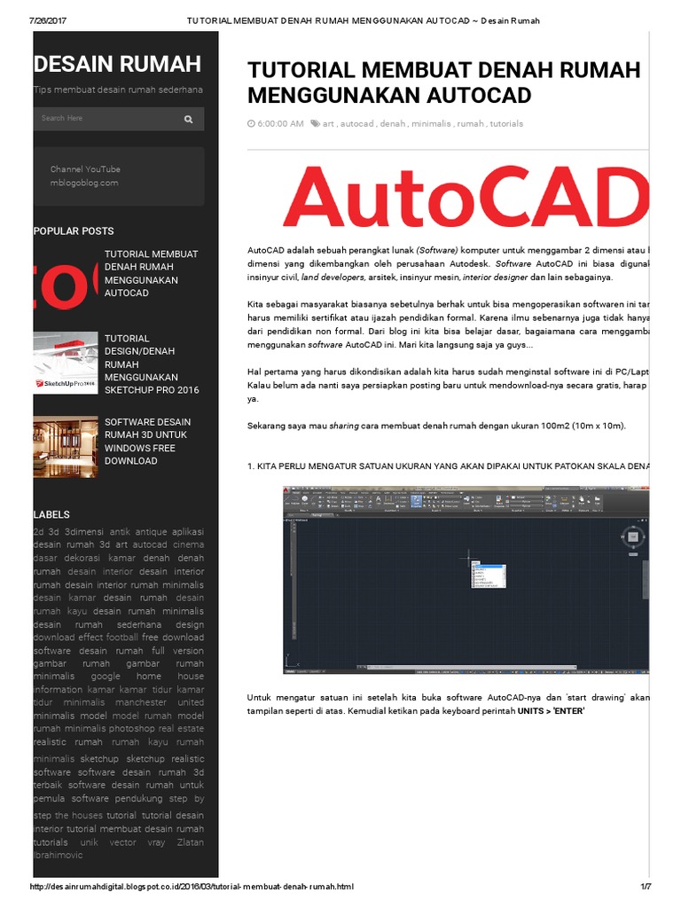 Tutorial Membuat Denah Rumah Menggunakan Autocad Desain Rumah