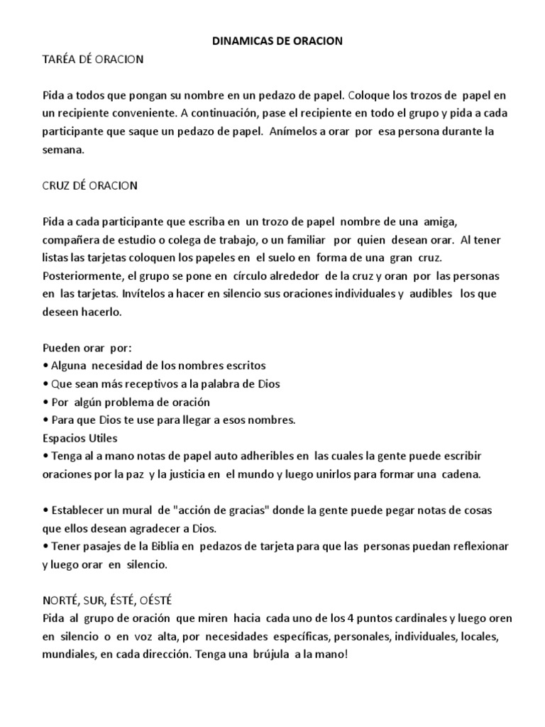 Dinamicas de Oracion | Padre Nuestro | Oración
