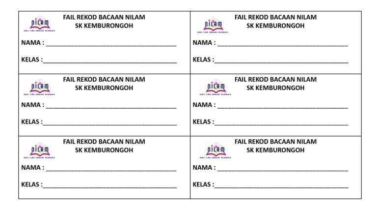 Rekod Bacaan Nilam SK Kemburongoh | PDF