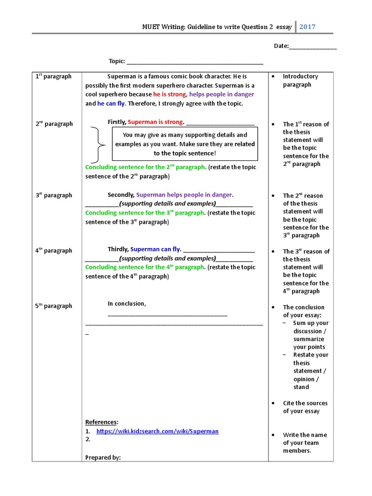 MUET Essay Writing Guidelines 2025 | PDF | Paragraph | Superman