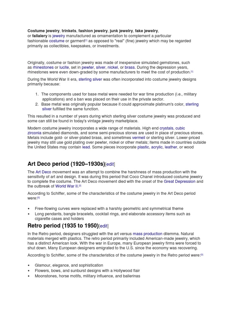 Costume Jewelry PDF Decorative Arts Ornaments