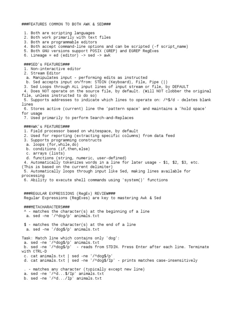 LinuxCBT AwkSed Edition Notes | PDF | Regular Expression | Software ...