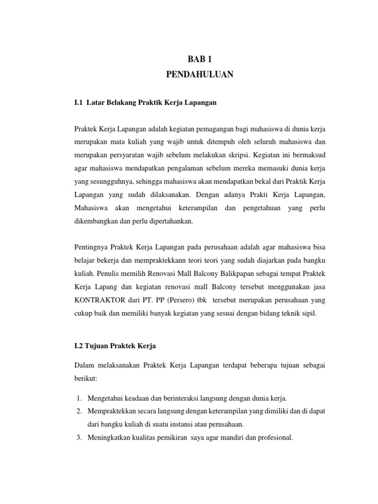 Contoh Laporan Pkl Pdf