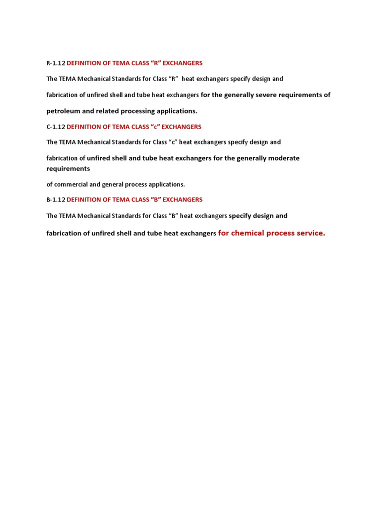 TEMA Class R, C, and B Heat Exchangers | PDF