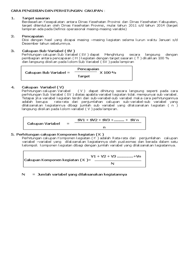 Cara Pengisian Dan Perhitungan Cakupan