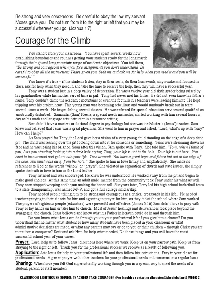 8-16-17 Courage For The Climb | PDF | Prayer | Jesus