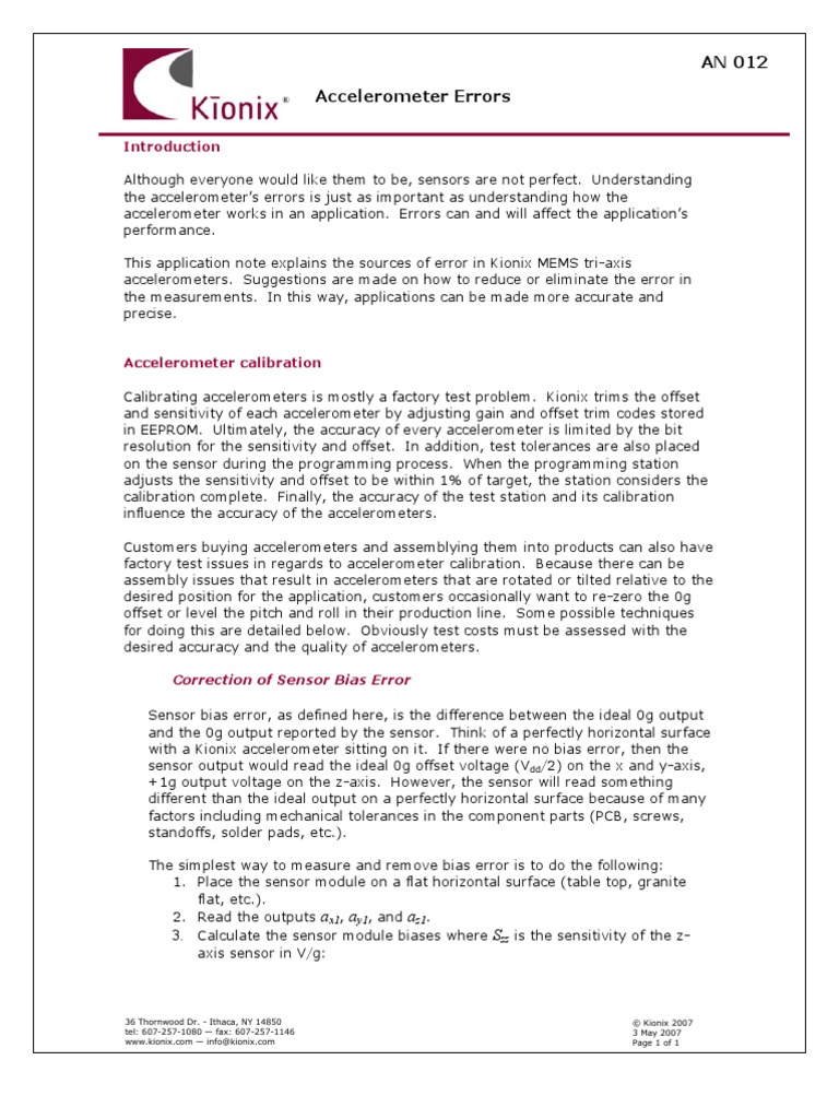 An012 Accelerometer Errors Sampling Signal Processing Accelerometer