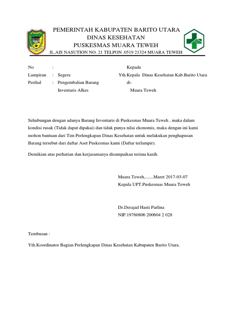 Surat Pengembalian Alkes