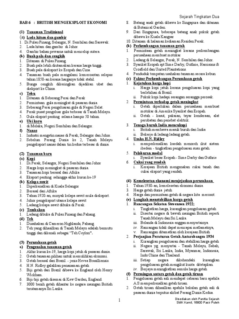 Nota Sejarah Tingkatan 2 - Bab 6