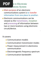 Introduction To Electronic Communications System: Main Purpose