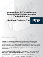 Gestión de Pendientes-Punch List - Pre Comisionamiento