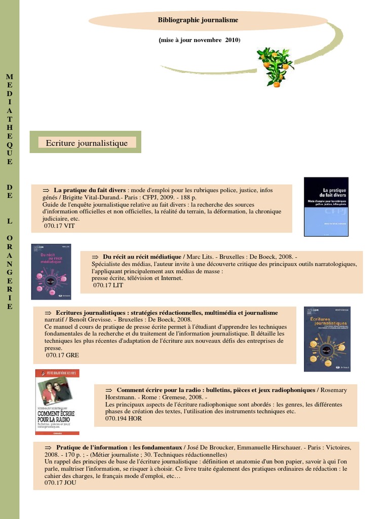 Bibliographie Journalisme Ecriture Journalistique (1)  Journalisme