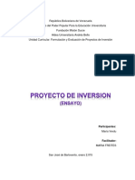 Ensayo Proyecto de Inversion