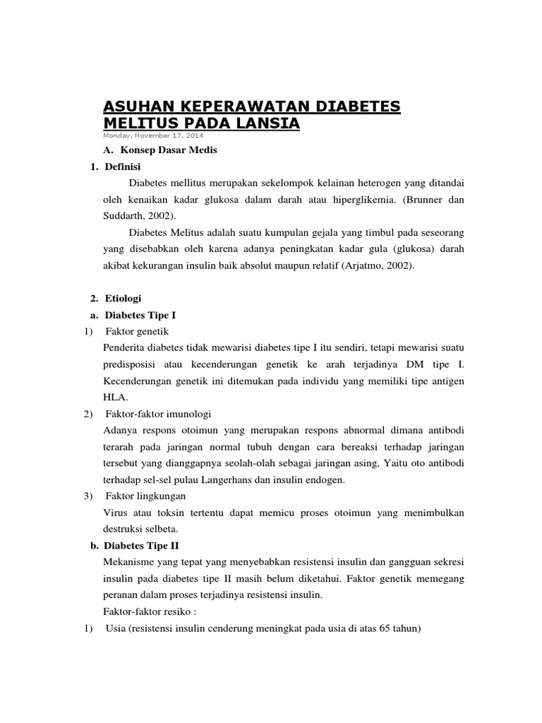 Asuhan Keperawatan Diabetes Melitus Pada Lansia