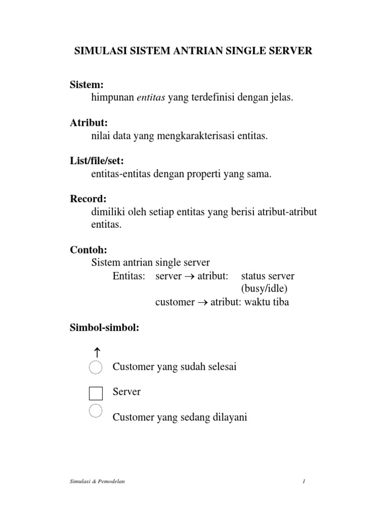 Simulasi Sistem Antrian Single Server | PDF