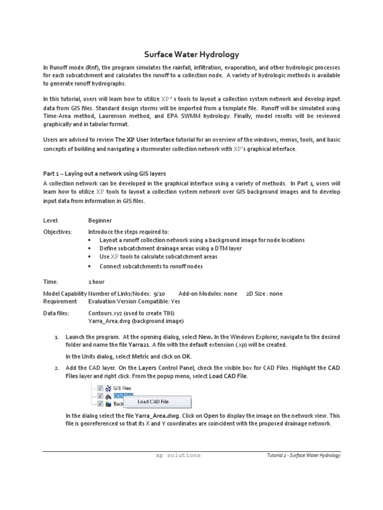 XP SWMM Tutorial: Time-Area Method | PDF | Surface Runoff | Drainage Basin