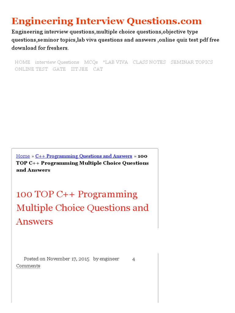 C Programming Objective Questions And Answers Pdf