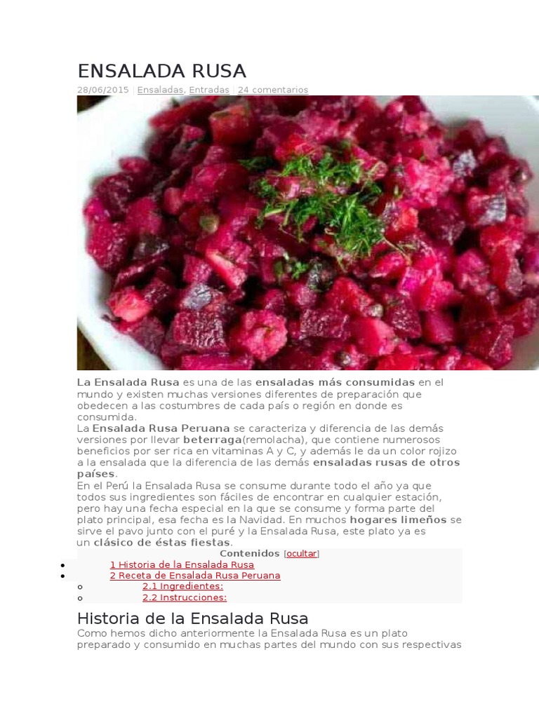 Ensalada Rusa | PDF | ensalada | Comida y bebida