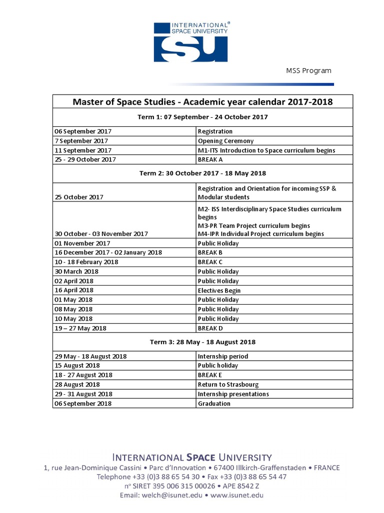 Academic Year Calendar 17 18 PDF