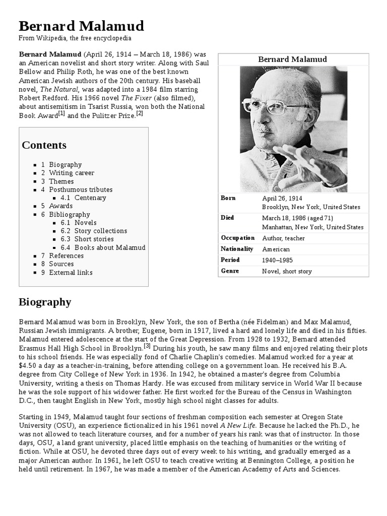 Bernard Malamud | Books | Fiction & Literature