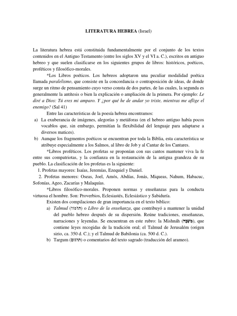 Literatura Hebrea | PDF | Doce profetas menores | Libros de la Biblia ...