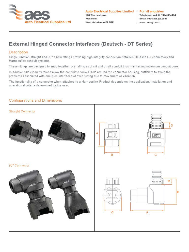 External Hinged Connector Interfaces (Deutsch DT Series) PDF