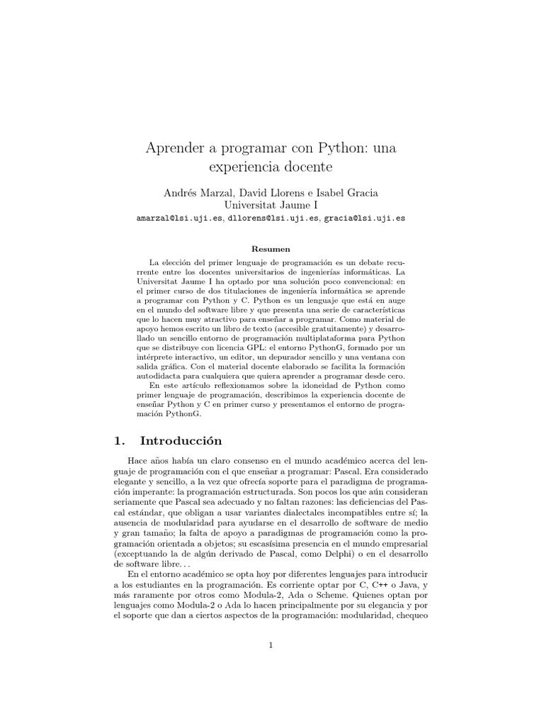 Aprender Python: Guía docente gratuita | PDF | Lenguaje de programación ...