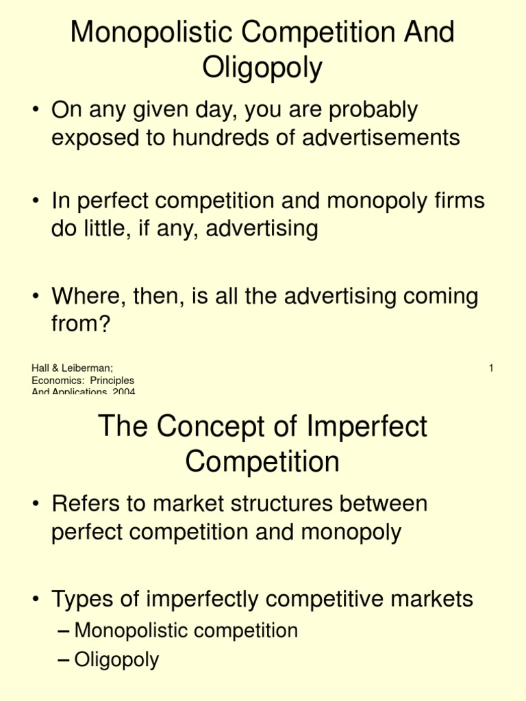 Oligopoly and Monopolistic Market | PDF | Monopoly | Oligopoly