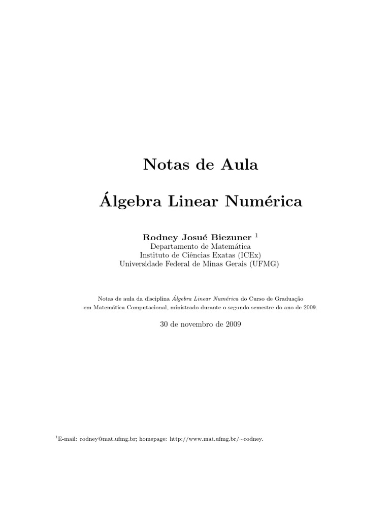 Algebra Linear Numerica PDF | PDF | Matriz (Matemática) | Álgebra