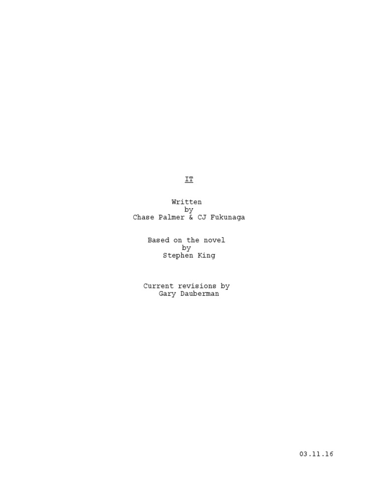 It (Script) - 2016-11-03 Rev. | PDF | Rabbi | Storm Drain