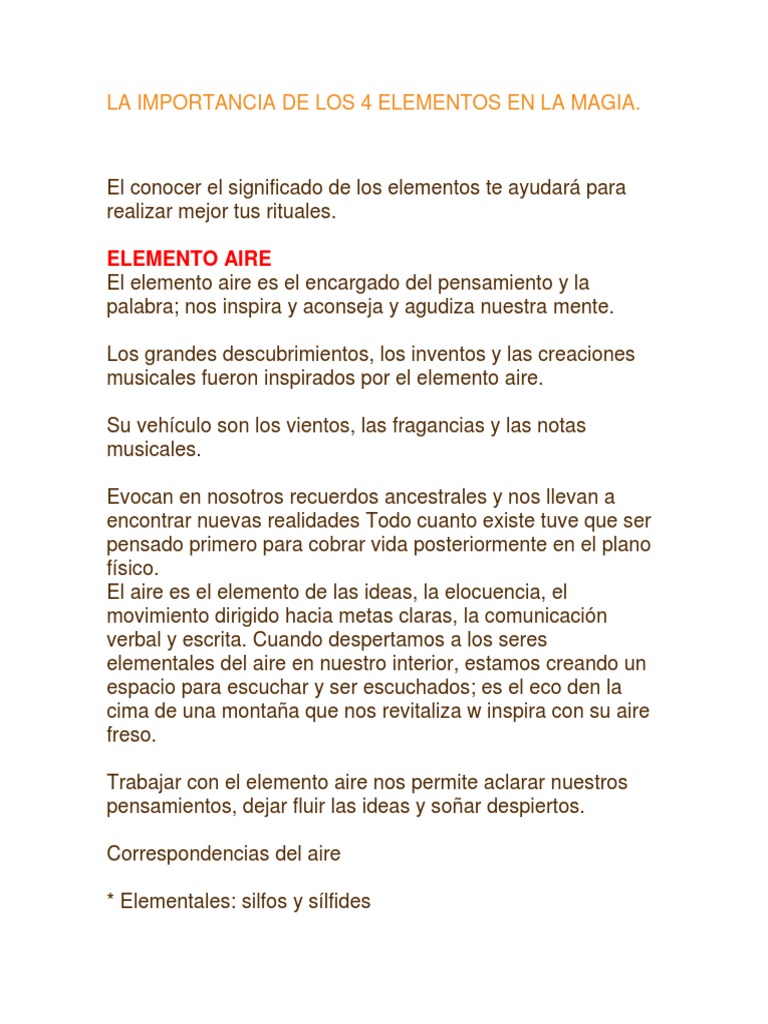 Magia Basica de Los 4 Elementos | PDF | Rituales | Magia (Paranormal)