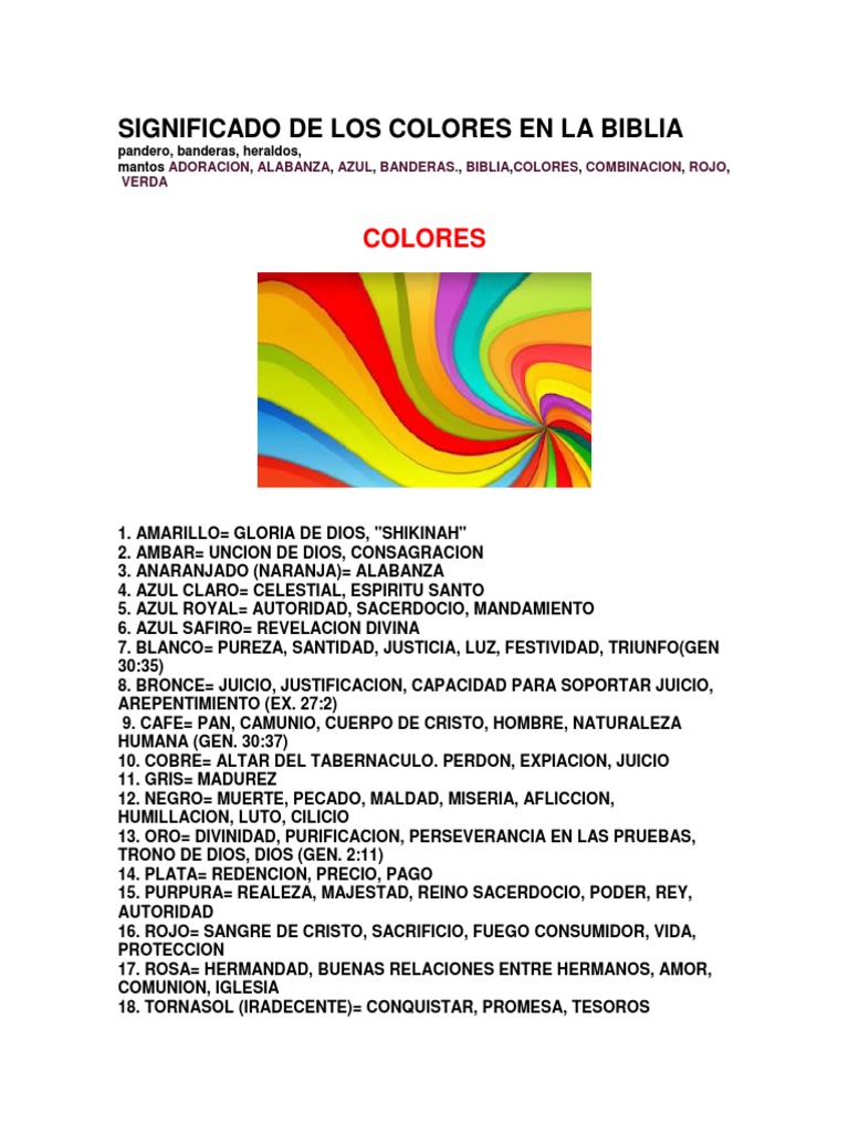 Significado de Los Colores en La Biblia Moisés María