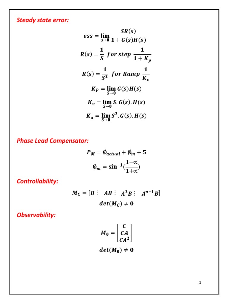 Steady State Error | PDF