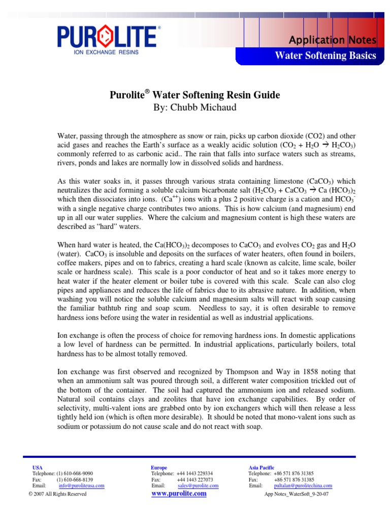 Water Softening Basics PDF Carbon Dioxide Chemical Compounds