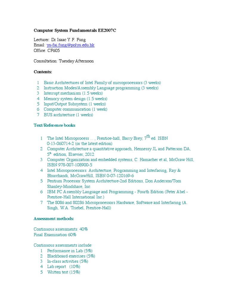 Computer System Fundamentals Course Overview | PDF | Central Processing ...