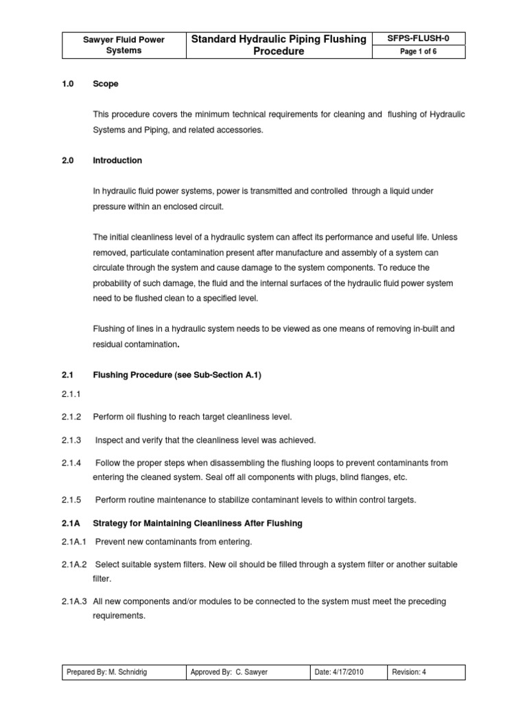 Hydraulic Piping Flushing Standards | PDF | Home & Garden