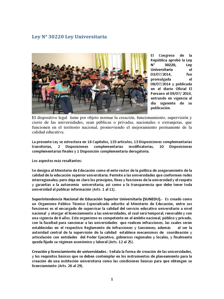 ley universitaria 30220.pdf Universidad pública Universidad