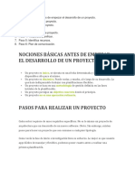 Nociones Básicas Antes de Empezar El Desarrollo de Un Proyecto